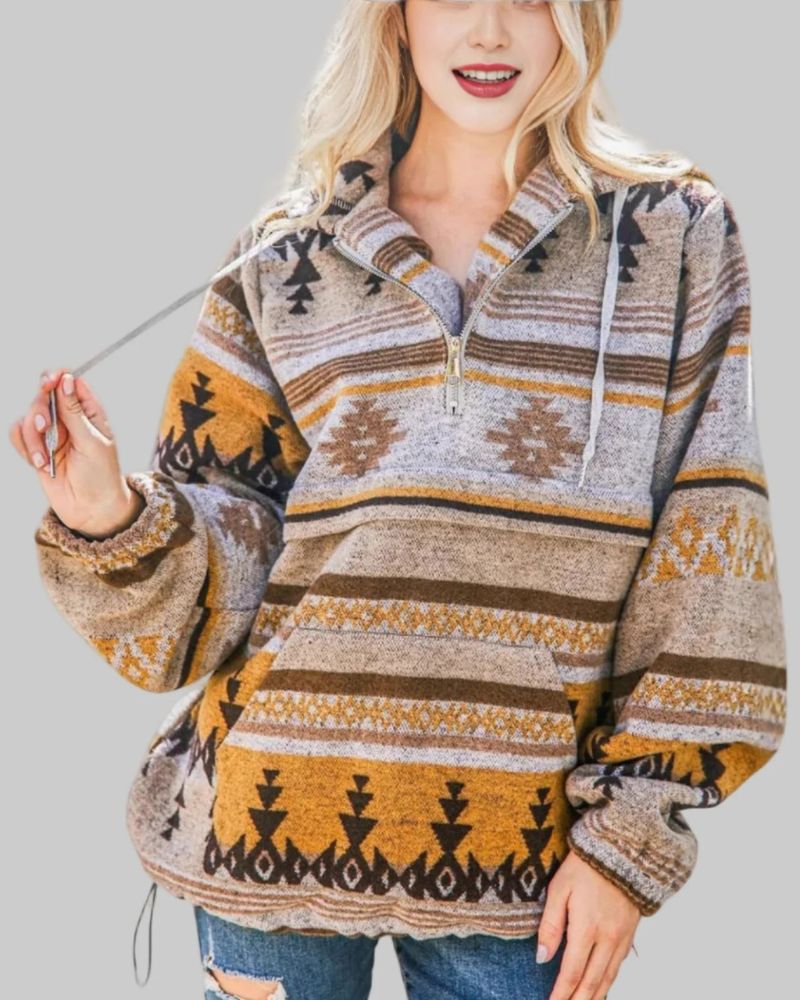 SAKU - Comfy Oversized Zip Up Long Sleeve Hoodie Sweatshirt