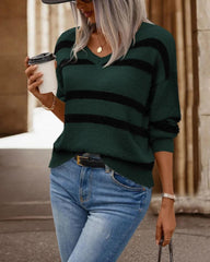 AVA - Drop Shoulder Striped Sweater