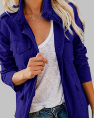 RIOJA - Vintage Zip Up Button Military Jacket