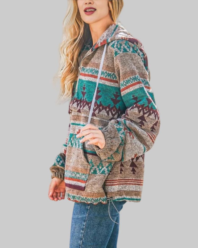 SAKU - Comfy Oversized Zip Up Long Sleeve Hoodie Sweatshirt